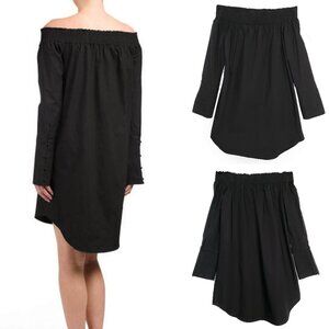 Derek Lam 10 Crosby Off Shoulder Bell Sleeve Mini Shirt Dress